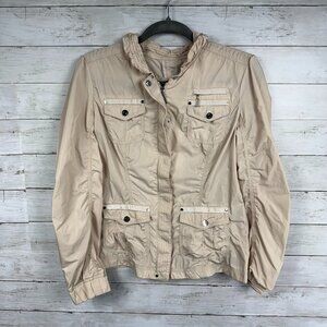 White House Black Market Cream Zip Up Lightweight Rain Coat